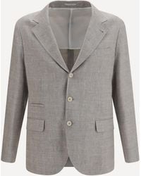Brunello Cucinelli - Deconstructed Linen And Wool Chevron Jacket - Lyst