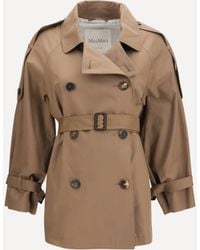 Max Mara - Short Water Repellent Twill Trench Coat - Lyst