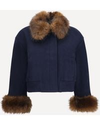 Self-Portrait - Wool-Blend Jacket With Faux Fur Collar - Lyst