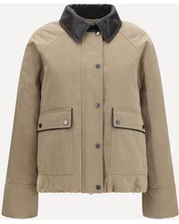 Brunello Cucinelli - Padded Down Jacket With Leather Collar - Lyst