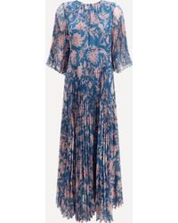 Etro - Maxi Pleated Dress With Flared Sleeves - Lyst