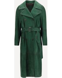 Valstar - Vintage Effect Suede Double Breasted Trench Coat - Lyst