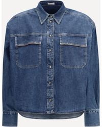 Brunello Cucinelli - Denim Shirt With Jewel Details - Lyst