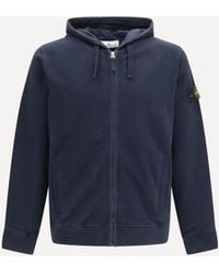 Stone Island - Cotton Hoodie With Zip - Lyst