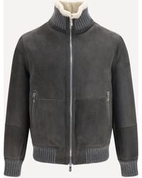 Brunello Cucinelli - Shearling Jacket With Zip And High Neck - Lyst