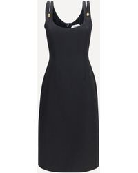 Versace - Midi Grain De Poudre Wool Dress - Lyst