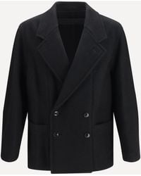 Lemaire - Short Double-Breasted Wool And Alpaca Coat - Lyst