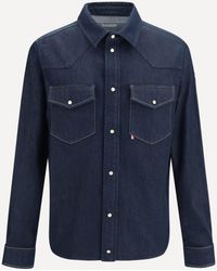 Moncler - Denim Jacket With Logo Patch - Lyst