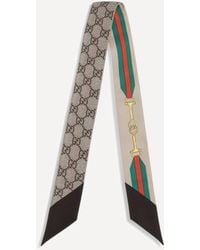 Gucci - Silk Scarf With A Morsetto Print And Gg Crisscross - Lyst