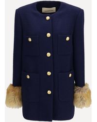 Valentino - Wool Tweed Caban Coat - Lyst