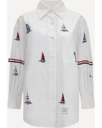 Thom Browne - Oversized Sailboat-Embroidered Shirt - Lyst