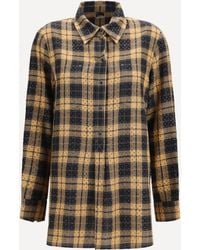 Pinko - Barbellino Check Pattern Shirt With All-Over Micro Rhinestones - Lyst