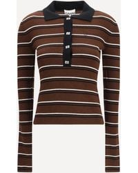 Ganni - Striped Merino Polo Shirt - Lyst