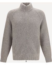 Brunello Cucinelli - High-Neck Cashmere And Silk Cardigan With Zip - Lyst