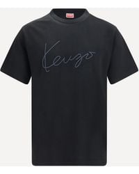 KENZO - Embroidered Signature Cotton T-Shirt - Lyst
