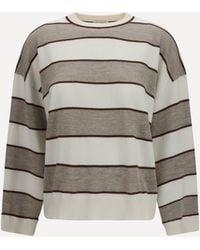 Brunello Cucinelli - Striped Long-Sleeve Sweater - Lyst
