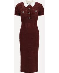 Self-Portrait - Knit Midi Dress With Statement Buttons - Lyst
