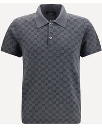 Gucci - Gg Jacquard Wool And Silk Polo Shirt - Lyst
