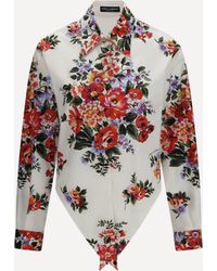 Dolce & Gabbana - Cotton Shirt With Bouquet Print - Lyst