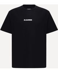 Jil Sander - Crewneck Cotton T-Shirt With Printed Logo - Lyst
