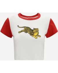 KENZO - Jumping Tiger Cropped Cotton T-Shirt - Lyst