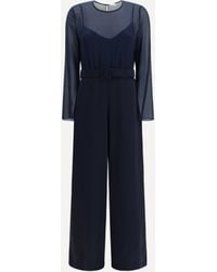 P.A.R.O.S.H. - P. A.R. O. H. Cady And Chiffon Jumpsuit - Lyst