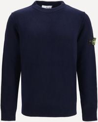 Stone Island - Sweater Crewneck With Logo Patch On The Sleeve - Lyst