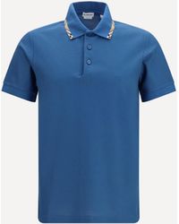 Burberry - Cotton Polo With Check Trims - Lyst