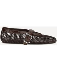 Alaïa - Mesh And Crocodile-Print Leather Ballerinas - Lyst