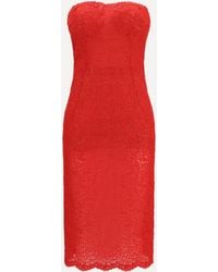 Ermanno Scervino - Strapless Midi Lace Dress - Lyst