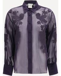 forte_forte - Forte_Forte Organza Shirt With Floral Embroidery - Lyst