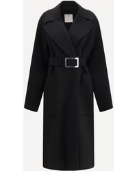 Max Mara - Black Fleece Wool Coat - Lyst