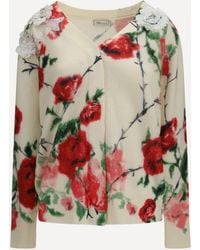 Blumarine - Wool And Cashmere Sweater With Applied Roses - Lyst