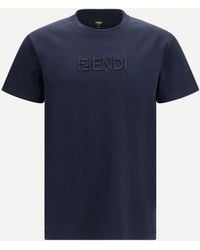 Fendi - Cotton T-Shirt With Embroidered Logo - Lyst
