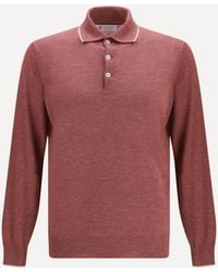 Brunello Cucinelli - Lightweight Cashmere, Silk And Hemp Knit Polo - Lyst