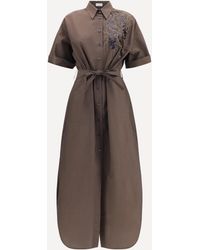 Brunello Cucinelli - Sequined Shirt Dress With Belt - Lyst