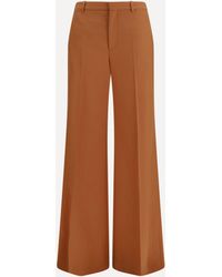 Chloé - High-Waisted Flared Cotton Pants - Lyst