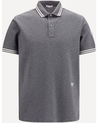 Moncler - Cotton Piqué Polo With Striped Trims - Lyst