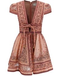 Zimmermann - Bandana Print Linen And Silk Blend Mini Dress - Lyst