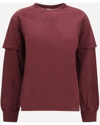 Ganni - Future Heavy Jersey Long-Sleeve T-Shirt Port Royale - Lyst