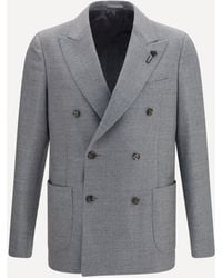 Lardini - Double-Breasted Wool-Blend Jacket - Lyst