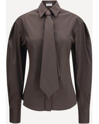 Brunello Cucinelli - Cotton Blend Shirt With Tie - Lyst