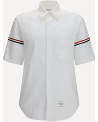 Thom Browne - Short-Sleeve Shirt With Contrast Stripes - Lyst