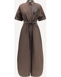 Brunello Cucinelli - Sequined Shirt Dress With Belt - Lyst