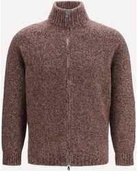Brunello Cucinelli - Mélange Virgin Wool, Silk And Cashmere Zip Cardigan - Lyst