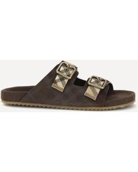Burberry - Check Suede Urchin Sandals - Lyst