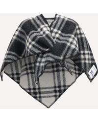 Burberry - Short Wool Check Poncho - Lyst