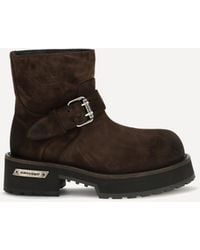 Balenciaga - Venom Mini Waxed Suede Calf Leather Ankle Boots - Lyst