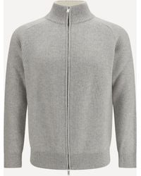 Lardini - Wool And Cashmere Zip Sweater - Lyst