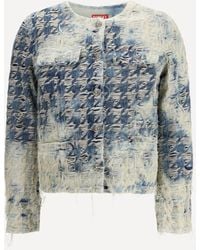 DIESEL - Houndstooth-Pattern Denim Jacket - Lyst